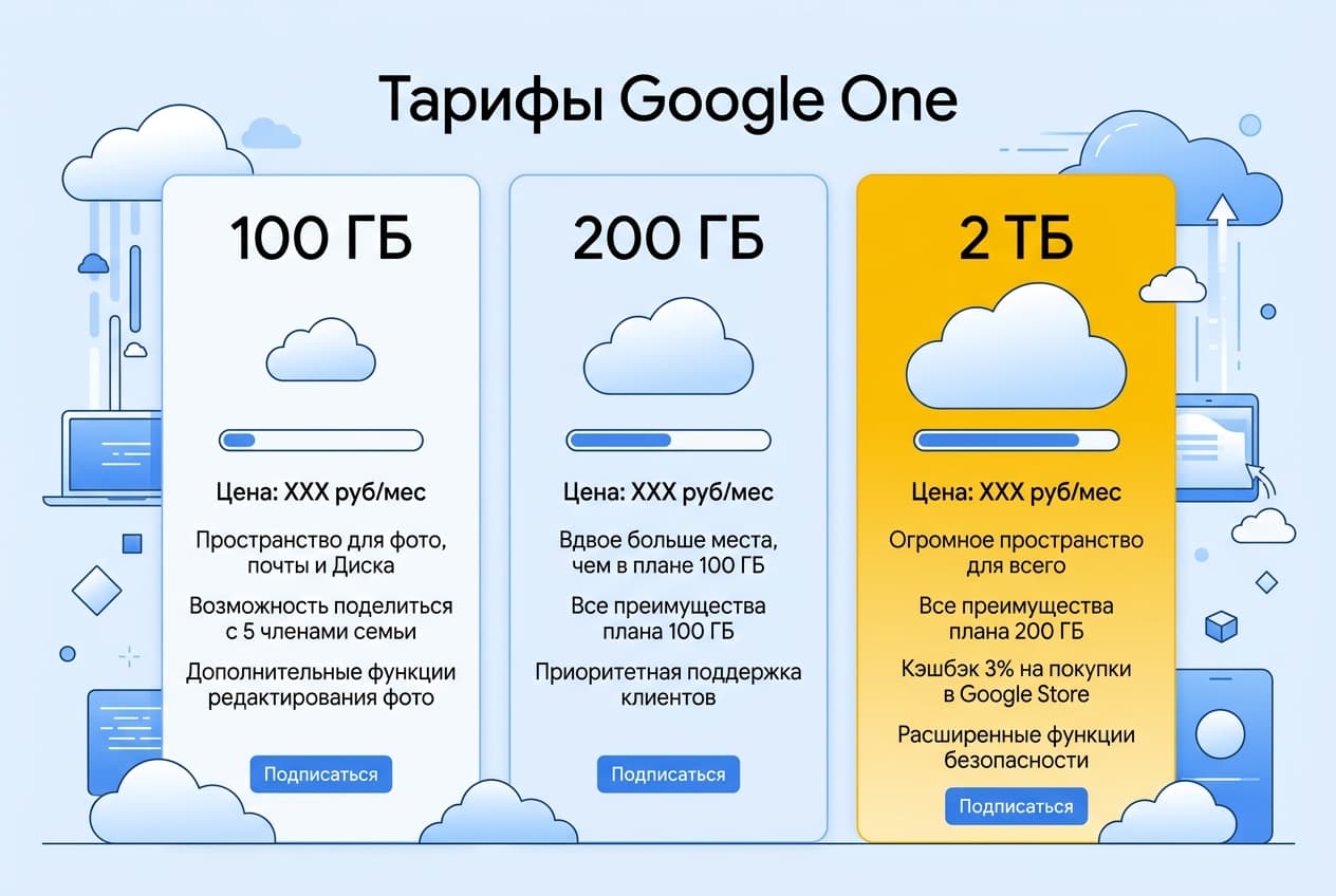 Как оформить подписку Google One из России в 2026 году: без зарубежной карты — фото 2