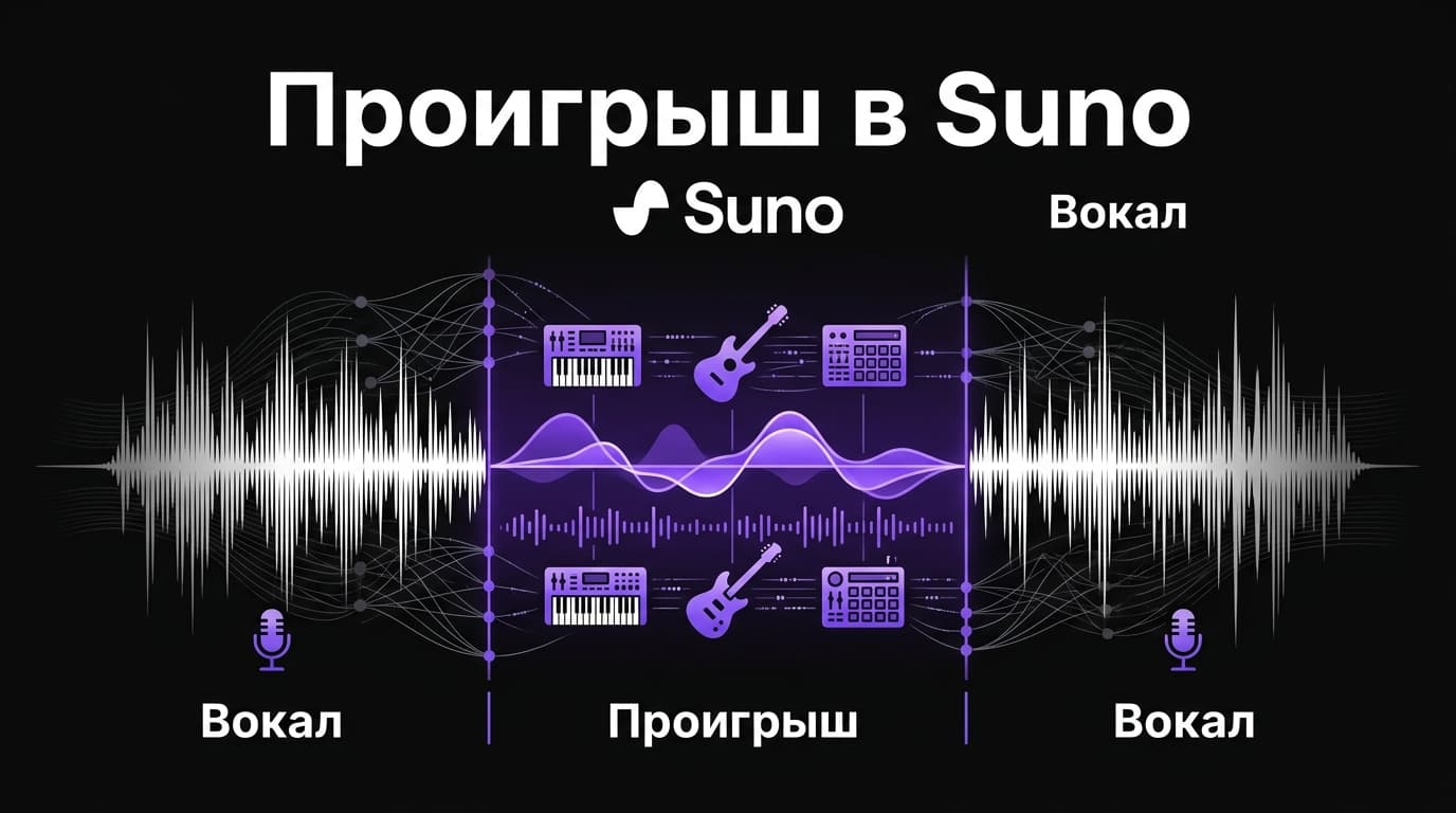 Инструментальный проигрыш в Suno: как расставить метки в тексте песни