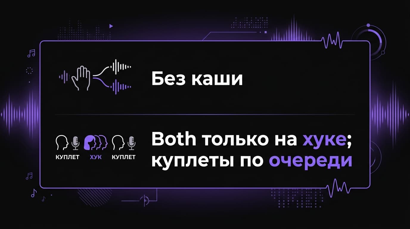 Дуэт в Suno: как разметить текст, чтобы получились два разных голоса — фото 2