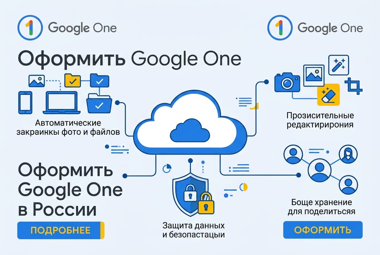 Как оформить подписку Google One в России в 2026 году: без зарубежной карты