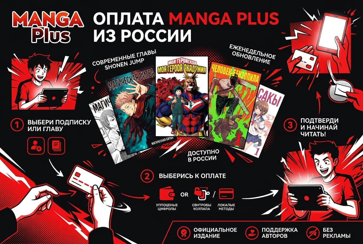Как оплатить MANGA Plus из России в 2026 году: без зарубежной карты