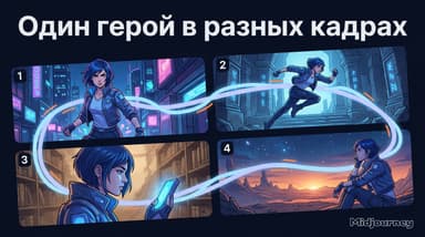Как сделать одного персонажа в разных кадрах в Midjourney: гайд по консистентности
