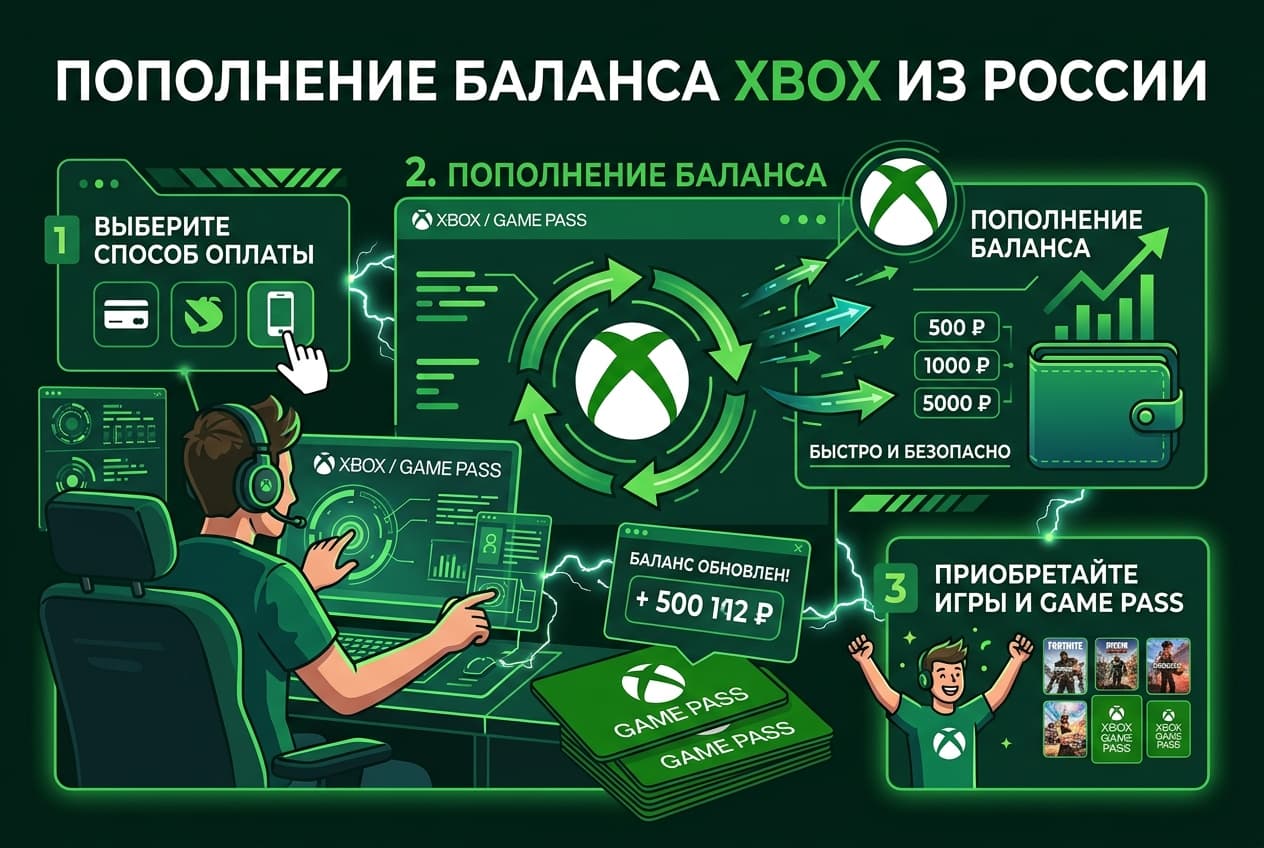Как пополнить баланс Xbox из России в 2026 году: без зарубежной карты