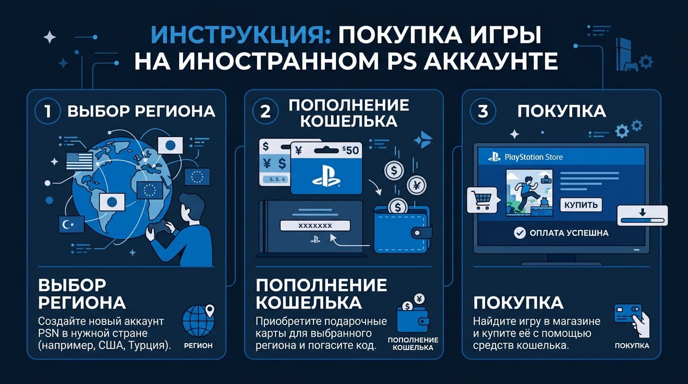 Игры и PS Plus для PlayStation в России в 2026 году: рабочая схема покупки через другой регион — фото 3