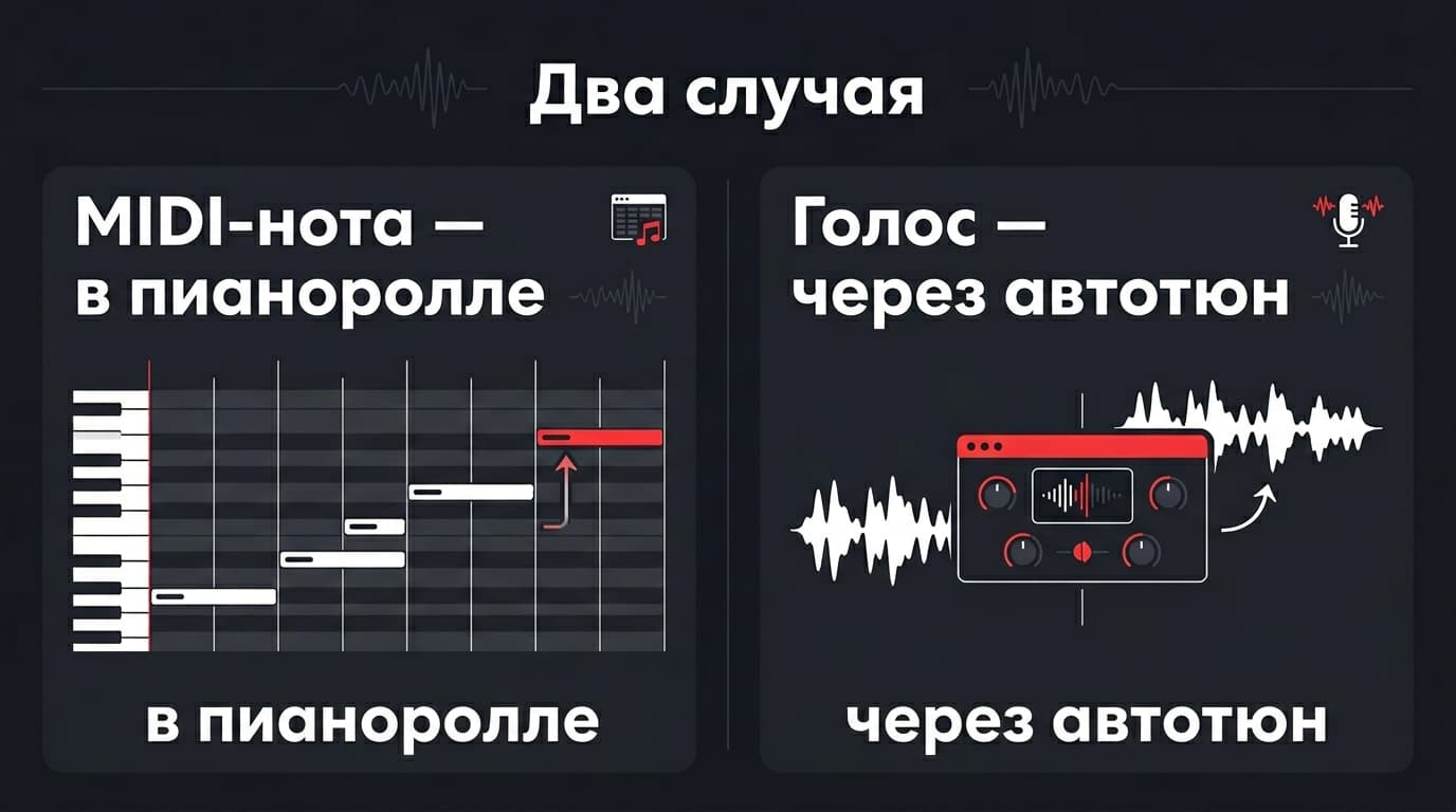 Поднять высоту звука в BandLab: разница между MIDI-нотой и питчем голоса — фото 1