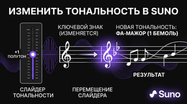Тональность трека в Suno: как задать нужный лад для новой песни и поменять его в готовой